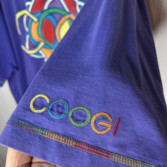 COOGI Colorful Embroidered Men's Sz XL Purple Short Sleeve T Shirt Baggy - Picture 4 of 12